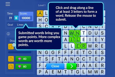 A game of Word Wipe is displayed on a computer screen.